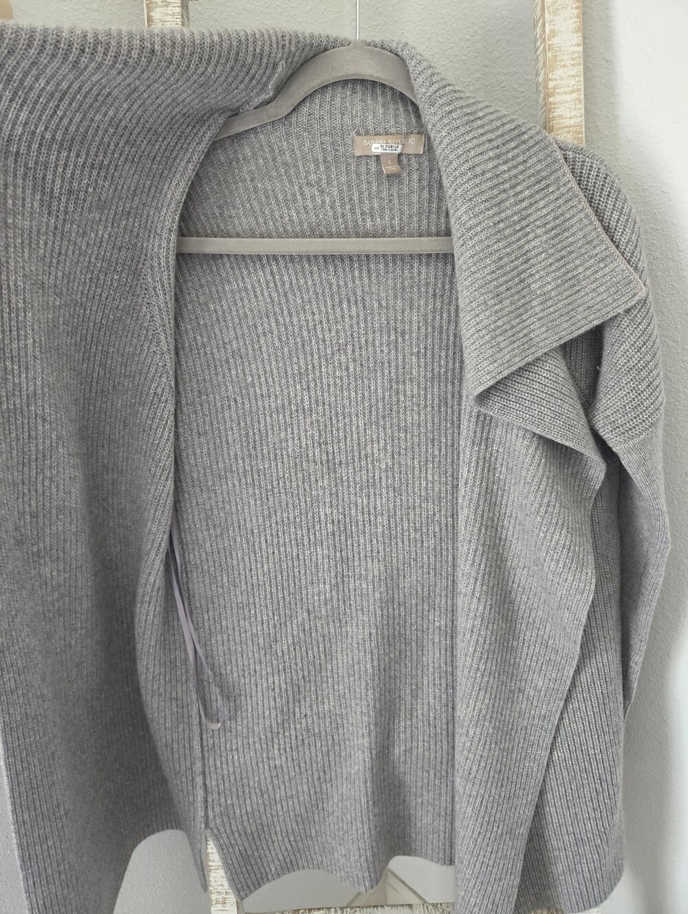 Banana Republic Ribbed 100% Cashmere Open Cardigan Draped Sweater, Small - Picture 6 of 9